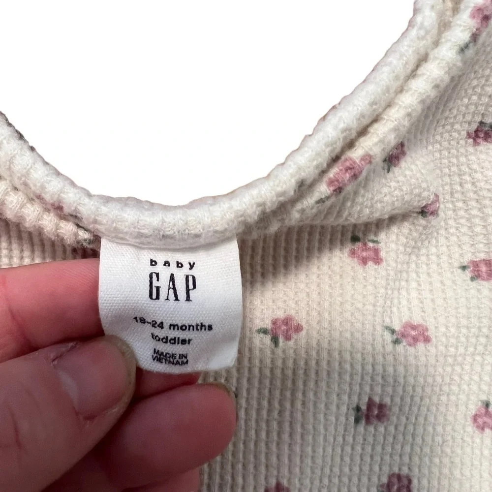 Baby Gap Thermal Top Cream Pink Floral